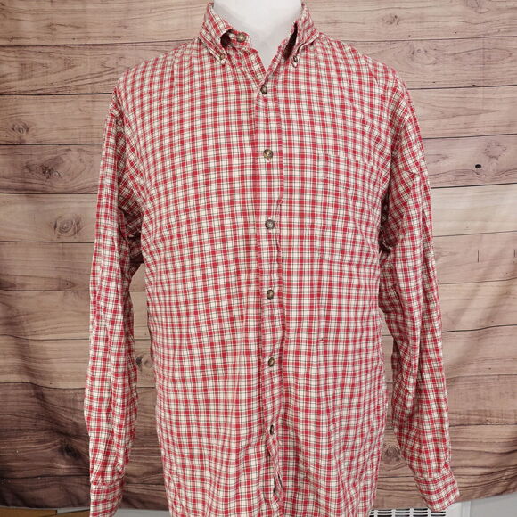 ABERCROMBIE & FITCH OUTDOORS GOODS RED PLAID BUTTON DOWN SHIRT MENS XL **READ* - Picture 3 of 9